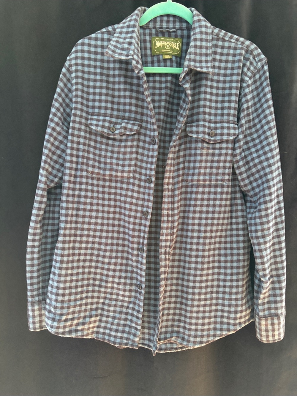 American Eagle Outfitters Blue and navy Plaid Flannel Shirt. Med